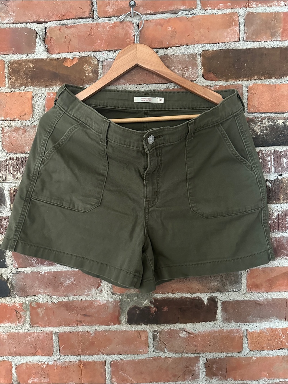 Levi's Olive Utility Cotton Shorts